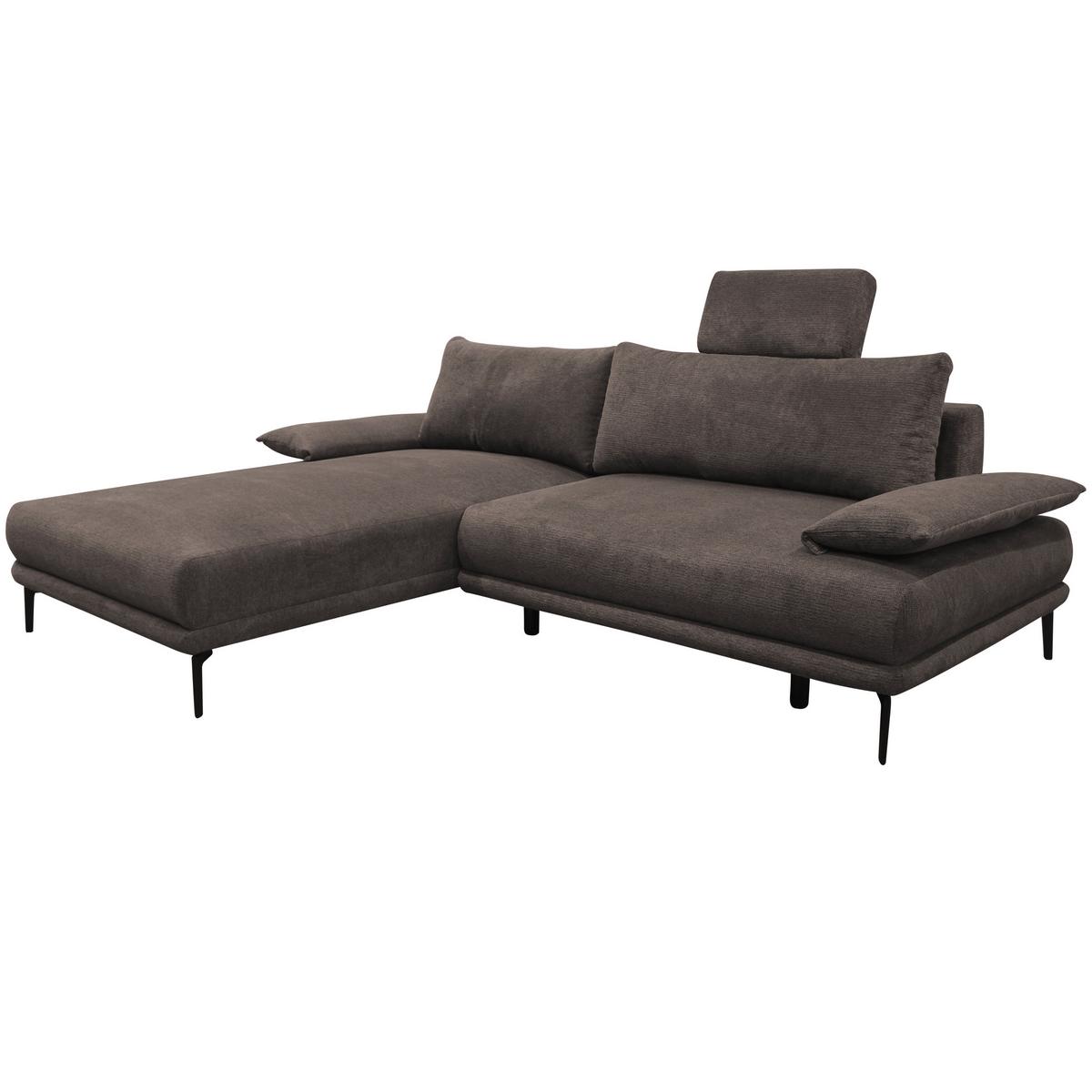Ecksofa mit Bettkasten Lagacy 192x260 cm Webstoff Graubraun - Graubraun/Schwarz, Design, Textil (192/260cm) - MID.YOU