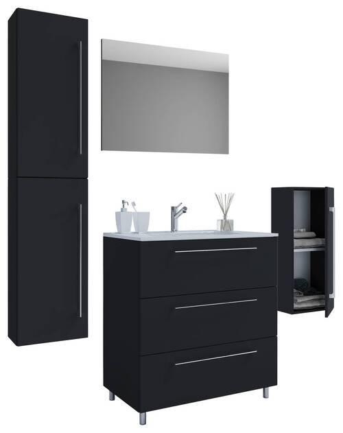 Badezimmer Schubo 5-teilig Schwarz B: 146 Cm - Alufarben/Schwarz, MODERN, Keramik/Holzwerkstoff (146cm) - MID.YOU