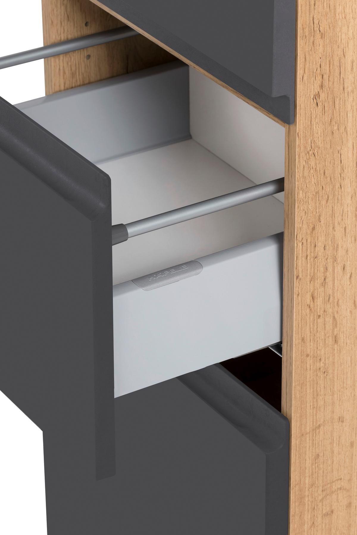 Hochschrank Varese B: 40 Cm Grau/eiche Wotan - Eiche Wotan/Grau, MODERN, Holzwerkstoff (40/180/35cm) - Held