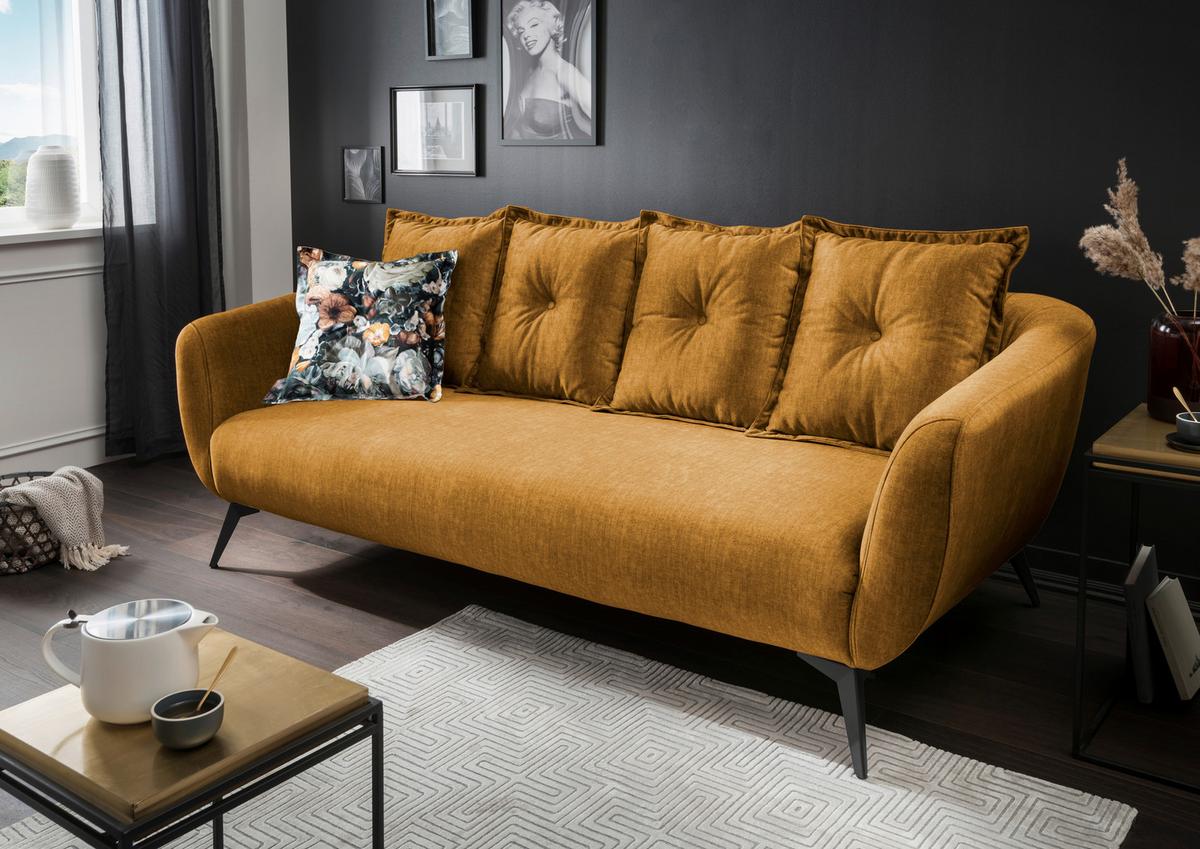 3-Sitzer-Sofa Baggio mit Kissen Gelb - Gelb/Multicolor, MODERN, Holz/Textil (236/94/103cm) - Livetastic