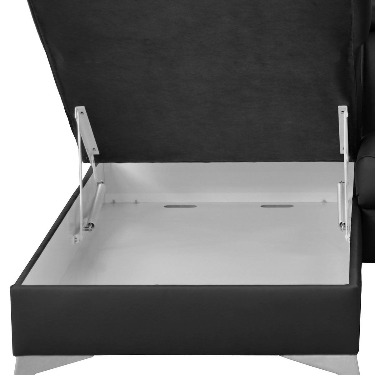 Ecksofa Lince Schwarz S: 197x257 Cm - Chromfarben/Schwarz, Design, Leder/Textil (197/257cm) - Livetastic