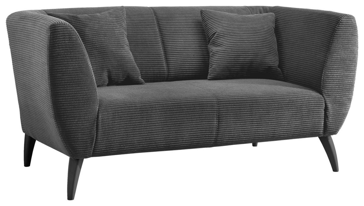 2-Sitzer-Sofa Colori Mit Kissen Grau Cord B: 172 cm - Schwarz/Grau, MODERN, Textil (172/83/88cm) - MID.YOU