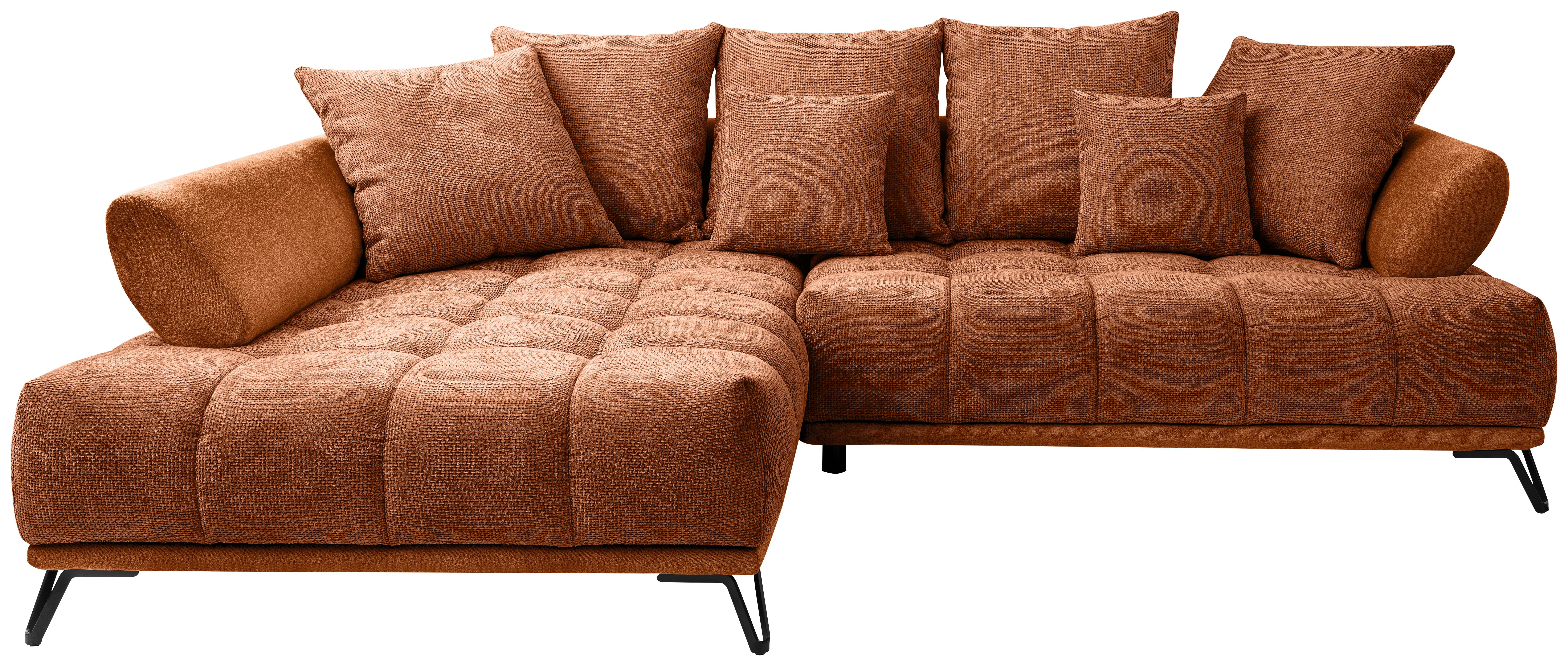 Ecksofa LARGO N Kupferfarben S: 184x262 cm - Schwarz/Kupferfarben, MODERN, Textil (184/262cm) - MID.YOU