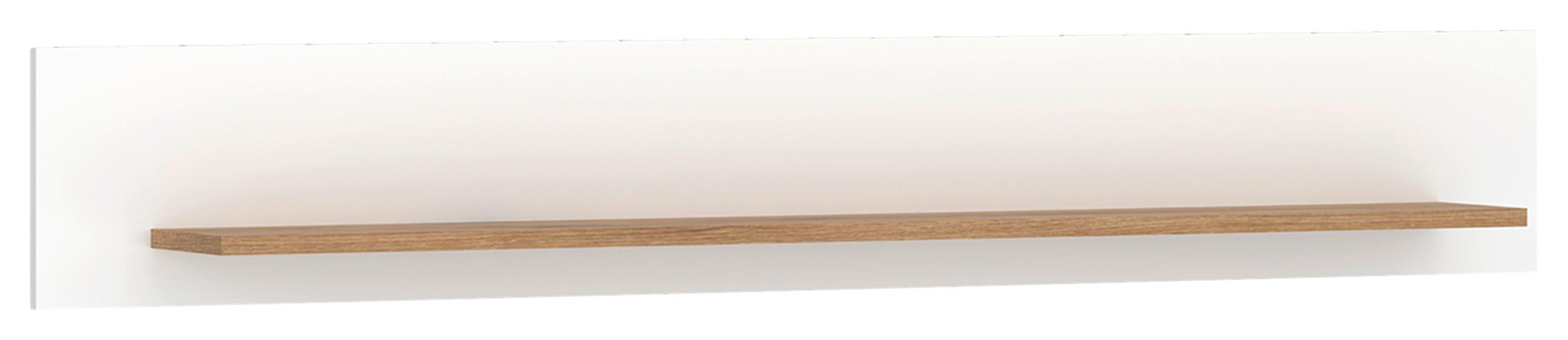 Wandboard Oreta B: 141 cm Weiß Hochglanz/Eichefarben - Eichefarben/Weiß, MODERN, Holzwerkstoff (141/22/19cm)