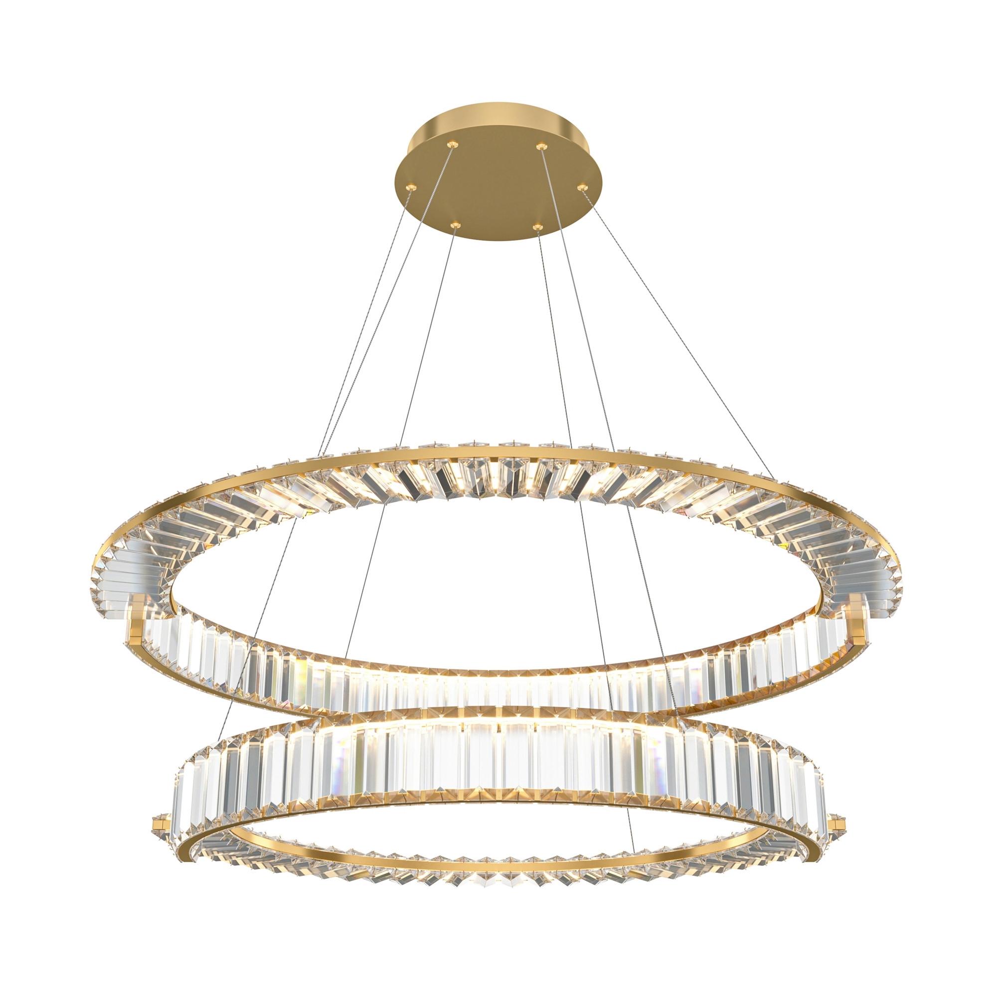 Pendelleuchte Krone - Transparent/Goldfarben, Trend, Glas/Metall (100/50cm) - MAYTONI
