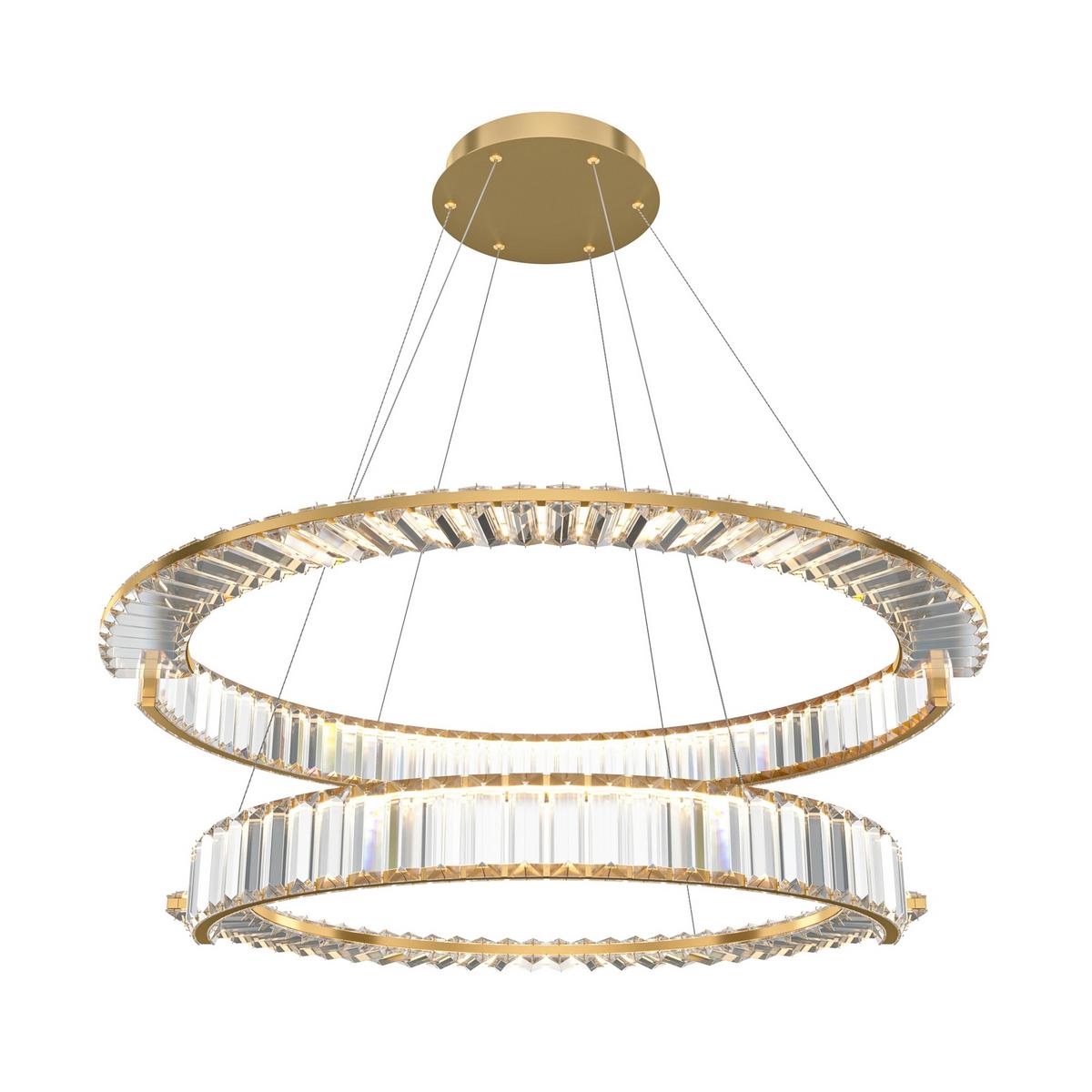 Pendelleuchte Krone - Transparent/Goldfarben, Trend, Glas/Metall (100/50cm) - MAYTONI