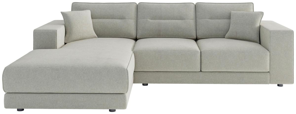 Ecksofa Verona Beige - Edelstahlfarben/Beige, Design, Textil (195/272cm) - Livetastic