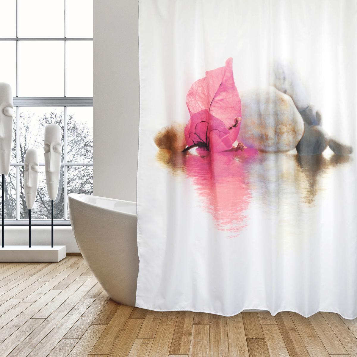 Duschvorhang in Rosa/Weiß Textil/Mischgewebe - Rosa, Basics, Textil (180/200cm) - Spirella
