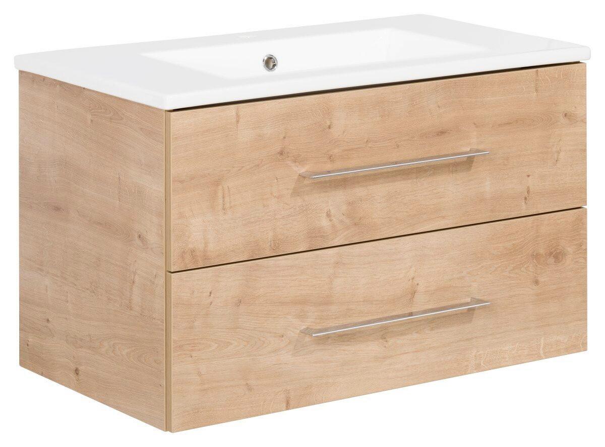 Badezimmer B.Perfekt Eichefarben 3-Teilig - Eichefarben/Weiß, Basics, Glas/Keramik (82cm) - MID.YOU