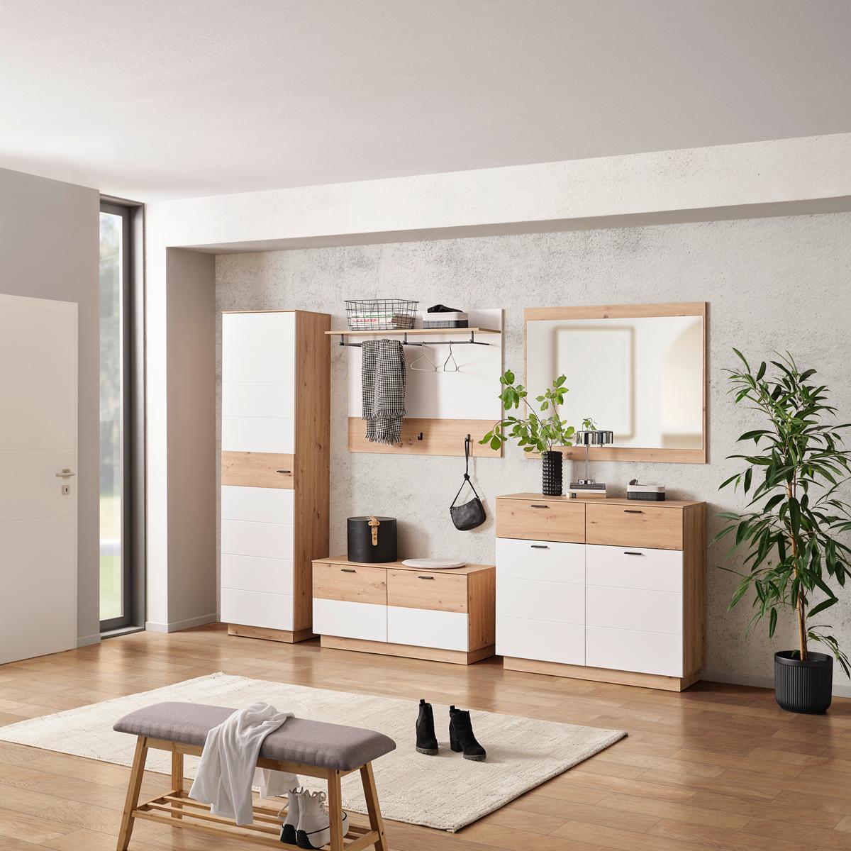 Garderobe Tonale 3, B: 213 Cm Artisan Eiche Dekor/alpinweiss - Weiß/Eiche Artisan, KONVENTIONELL, Holzwerkstoff (213/207,4/40cm)