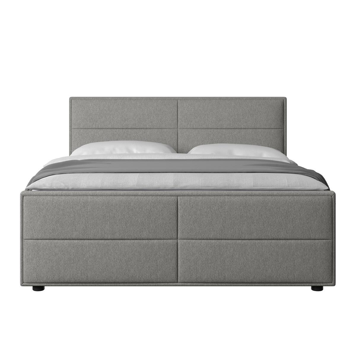 Boxspringbett mit Bettkasten Palermo 180x200 Silberfarben - Silberfarben/Schwarz, MODERN, Karton/Holzwerkstoff (180/200cm) - MID.YOU