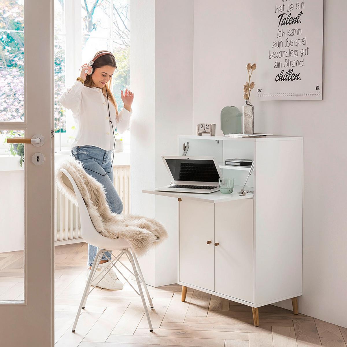 Sekretär Serie 500 Weiß B: 65,2 cm - Weiß, MODERN, Holzwerkstoff (65,2/101,7/39cm) - MID.YOU