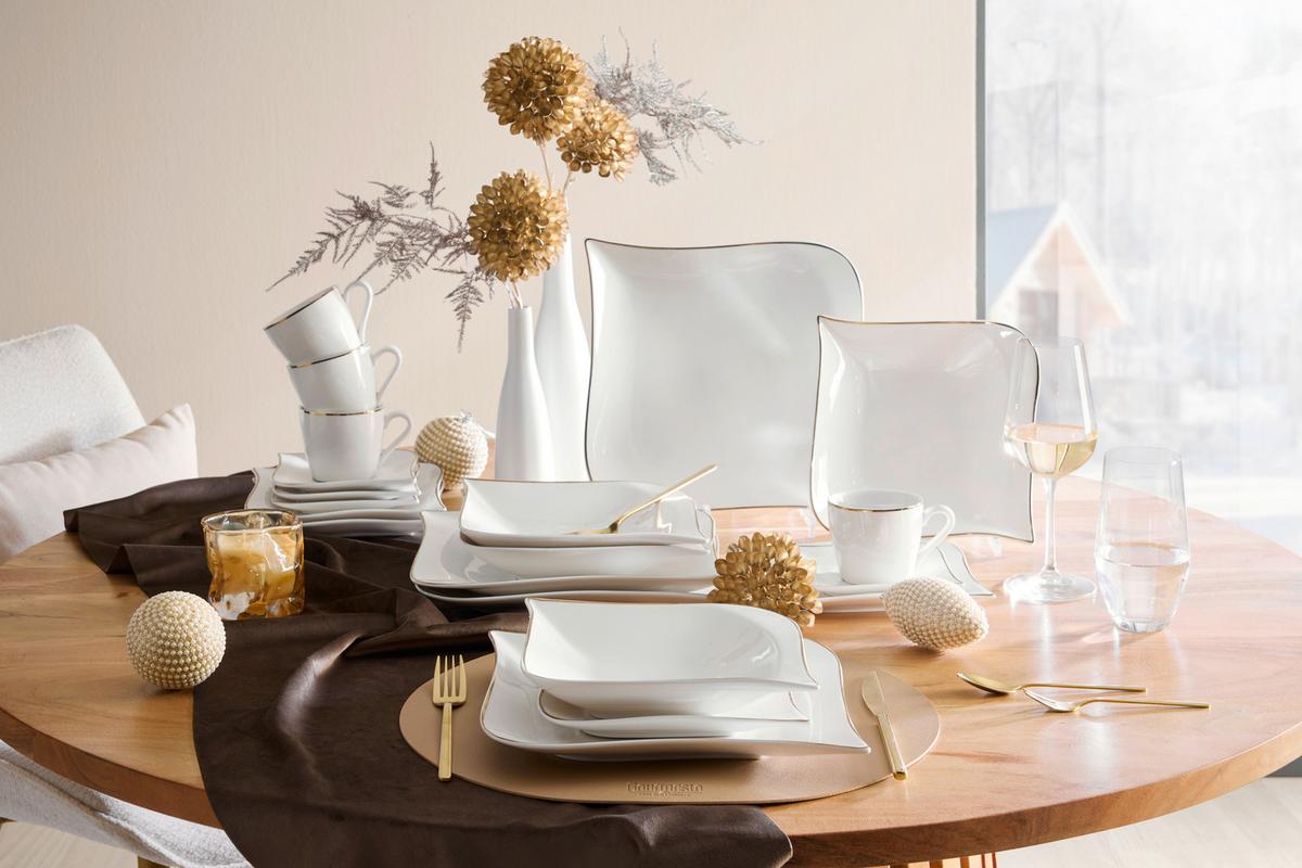 Kombinovaná souprava Goldline, 20-dílná - bílá/barvy zlata, Konvenční, keramika - Premium Living