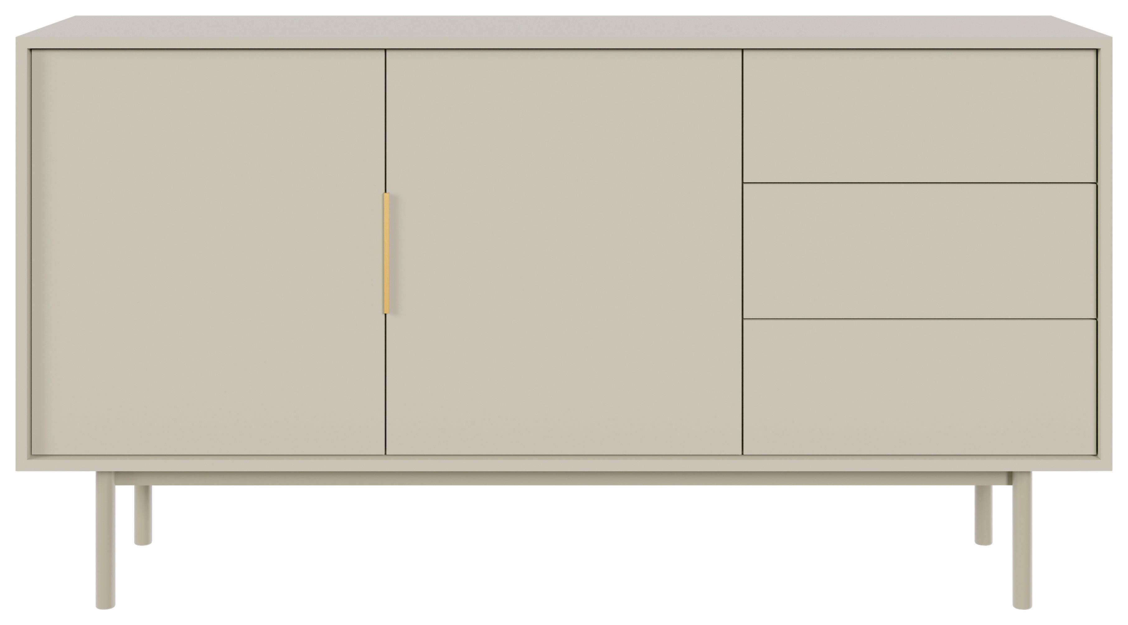 Široká komoda AVIV kašmír - zlatá/kašmírová, Design, kov/kompozitné drevo (154/82/39cm) - Xora