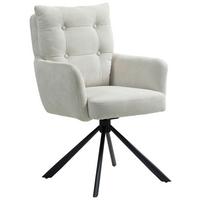 Armlehnstuhl Lina Creme Sitzfl. 180°drehbar, B: 60cm - Creme/Schwarz, KONVENTIONELL, Textil/Metall (60/95/67cm) - MID.YOU