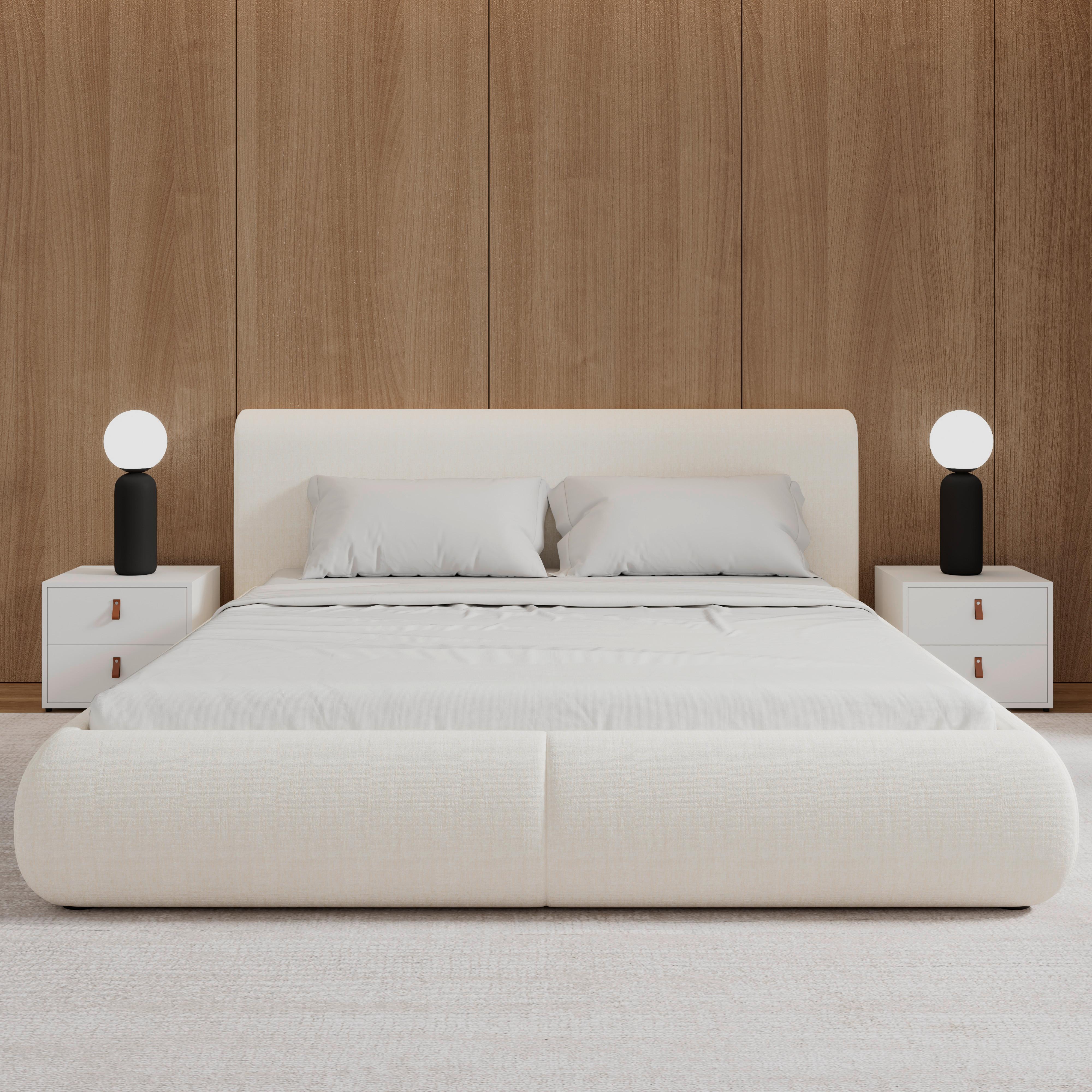 Čalouněná postel FLORA 180x200 cm, krémová - černá/krémová, Moderní, kov/dřevo (180/200cm) - Bessagi Home