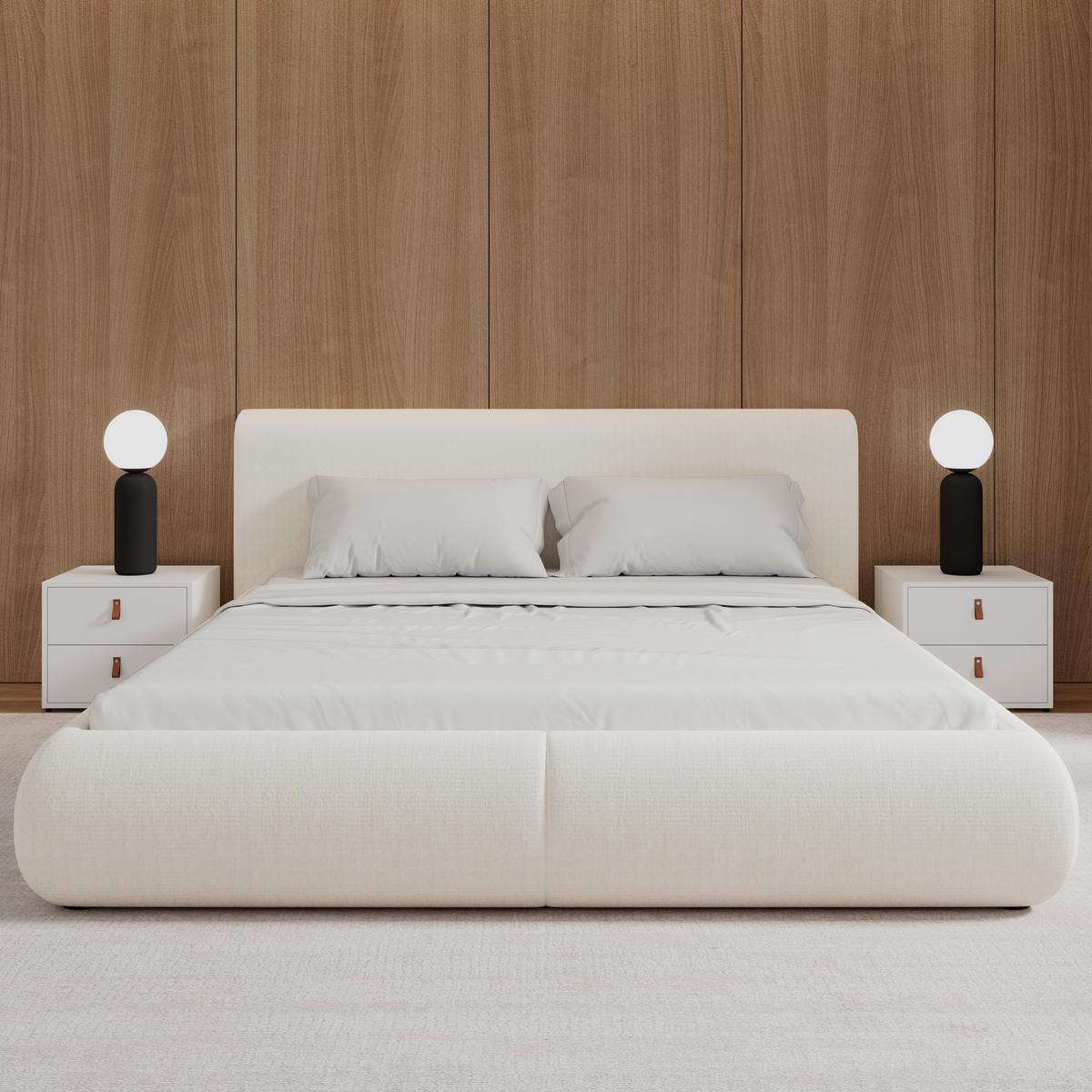 Čalouněná postel FLORA 180x200 cm, krémová - černá/krémová, Moderní, kov/dřevo (180/200cm) - Bessagi Home