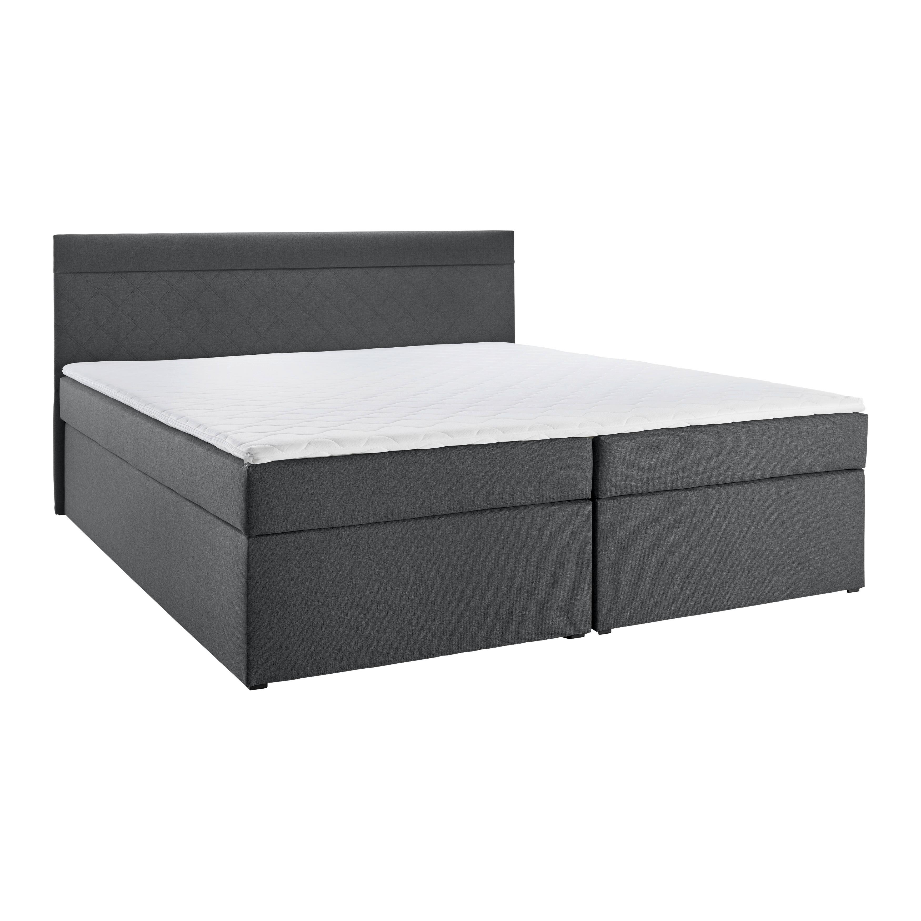 Boxspring posteľ s topperom Rosa, 180x200, antracitová - čierna/tmavosivá, Modern, drevo/kompozitné drevo (180/200cm) - Bessagi Home