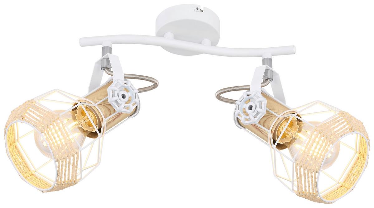 Strahler Bana 2-flammig Verstellbar L: 29,6 Cm - Naturfarben/Weiß, Basics, Metall (29,6/23/19cm) - Globo