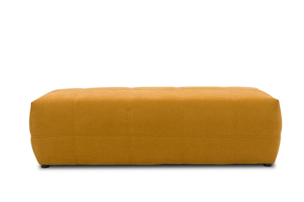 Hockerbank Brandon Mikrofaser Orange H: 60 cm Füße Schwarz - Schwarz/Orange, Design, Textil (150/60/40cm) - MID.YOU