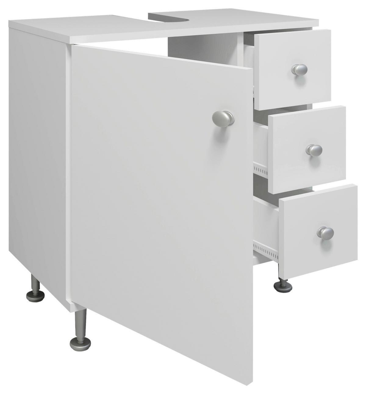 Waschbeckenunterschrank Nilosi M - Silberfarben/Weiß, MODERN, Holzwerkstoff (60/61/33cm) - MID.YOU