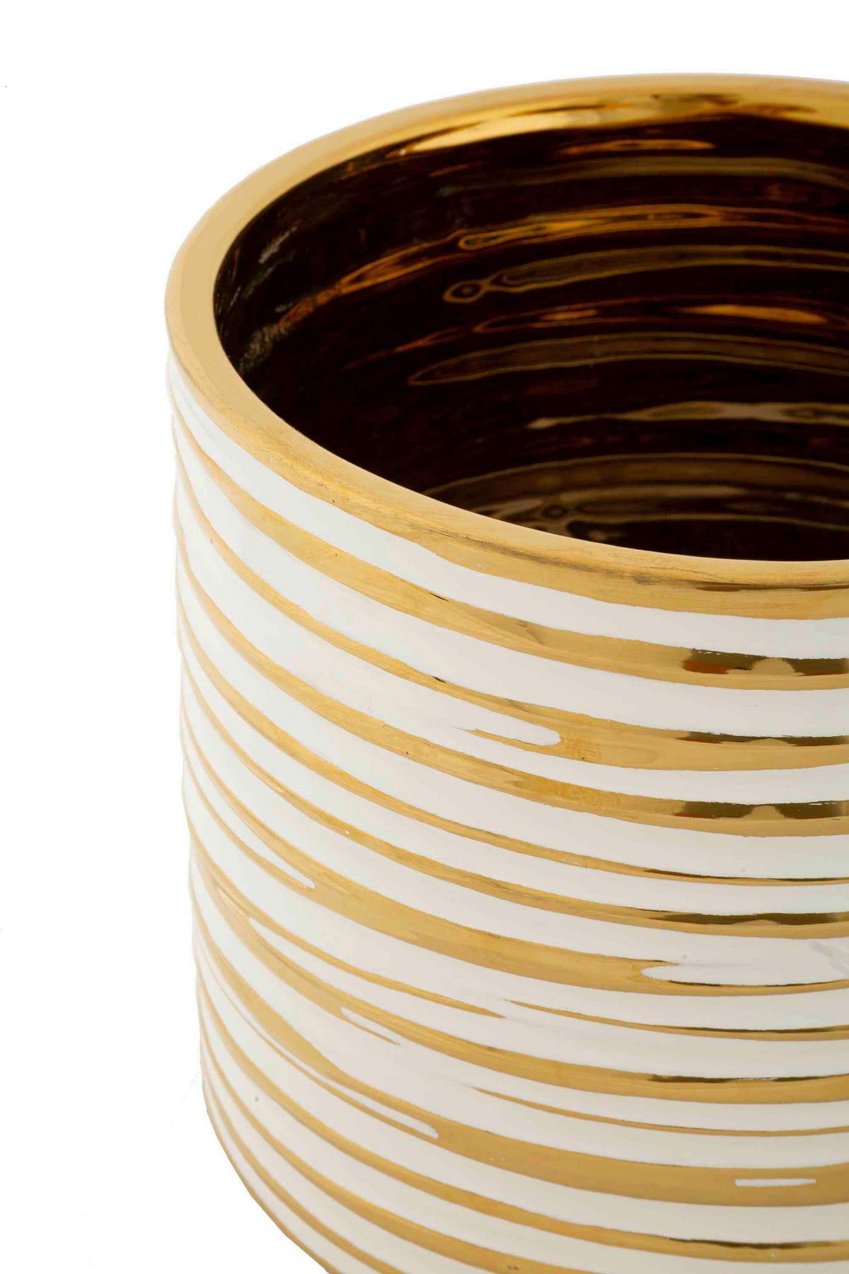 Vase Holder Blom Set 2 Pcs Weiß, Goldfarben B: 23 Cm - Goldfarben/Weiß, Basics, Keramik (23/22/23cm)