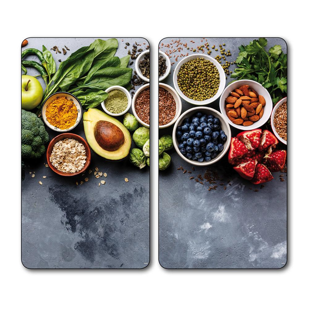 Herdabdeckplatte Bunt Bedruckt Esg-Glas 52x30 Cm 2er-Set