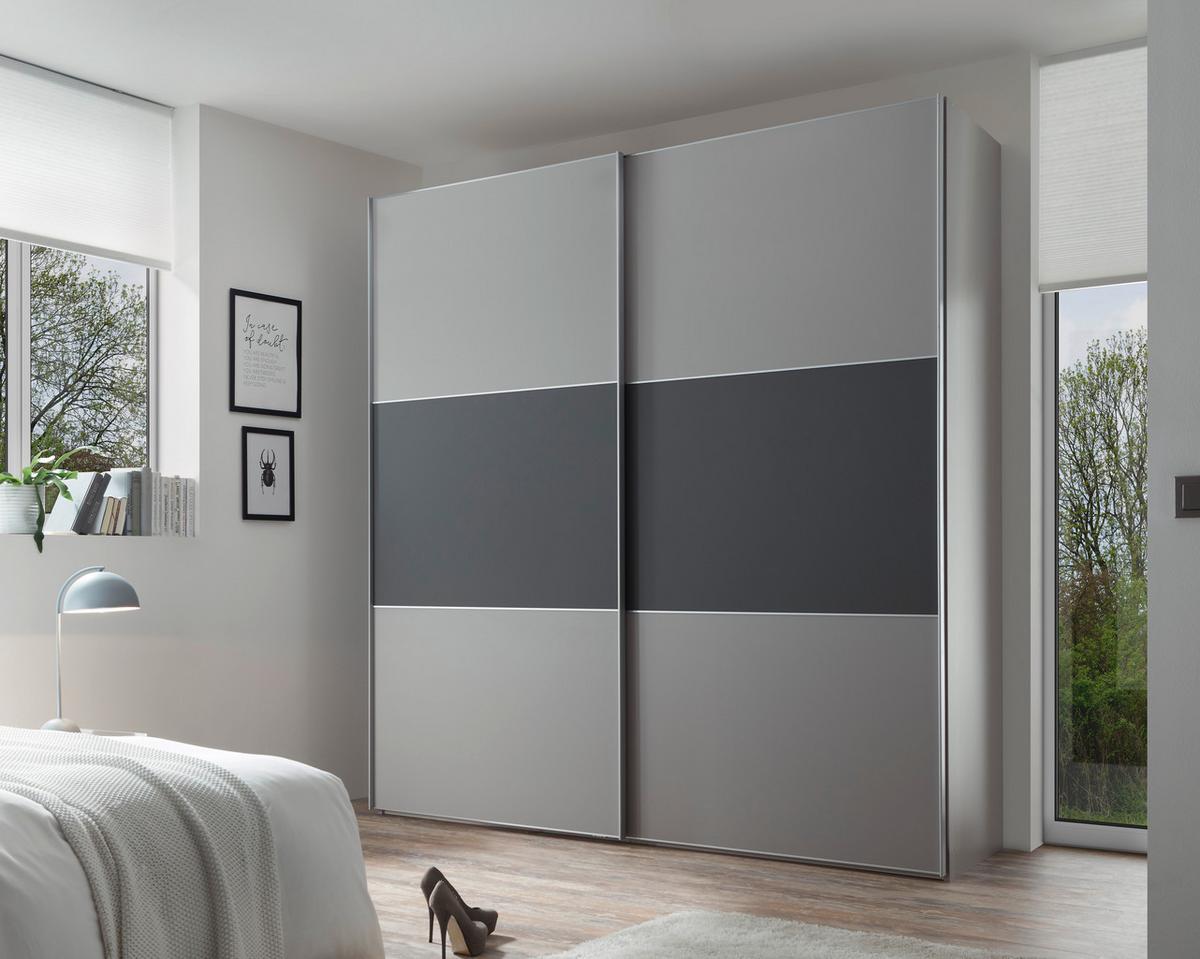 Schwebetürenschrank 225cm Includo Grau/Anthrazit - Anthrazit/Grau, Design (225/222/68cm) - MID.YOU