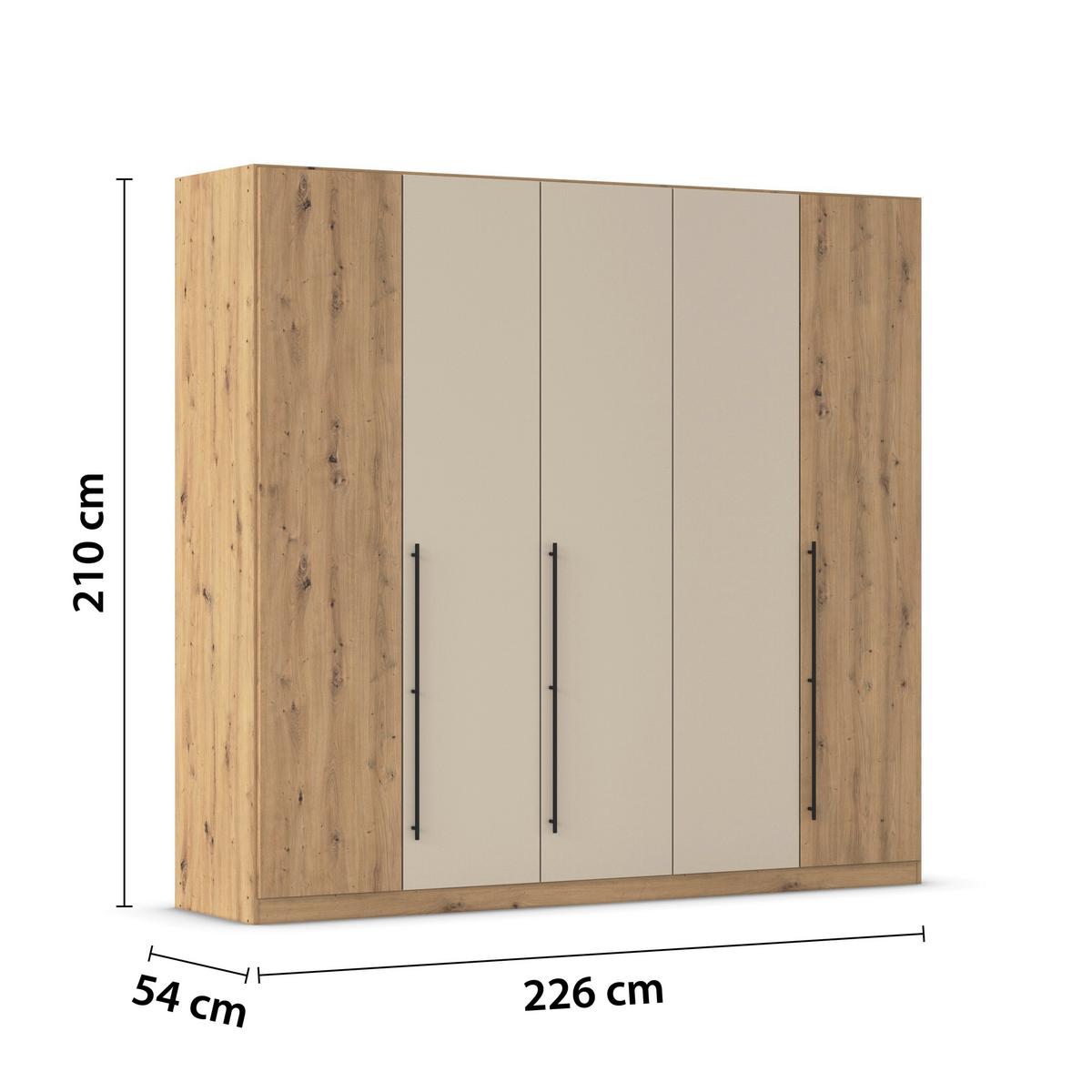 Skriňa s otočnymi dverami SAFARI, šírka 226 cm - čierna/šampanská, Konventionell, kov/kompozitné drevo (226/210/54cm) - Based