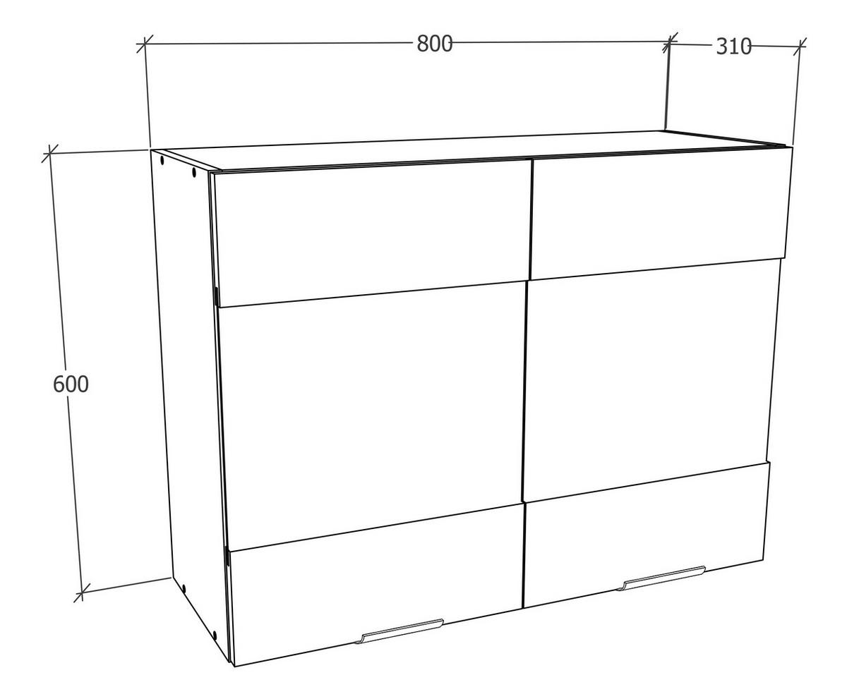 Küchenoberschrank Fasola Honigeiche/Weiß B: 80 cm - Honigeiche/Weiß, Trend, Glas/Holzwerkstoff (80/60/31cm) - MID.YOU