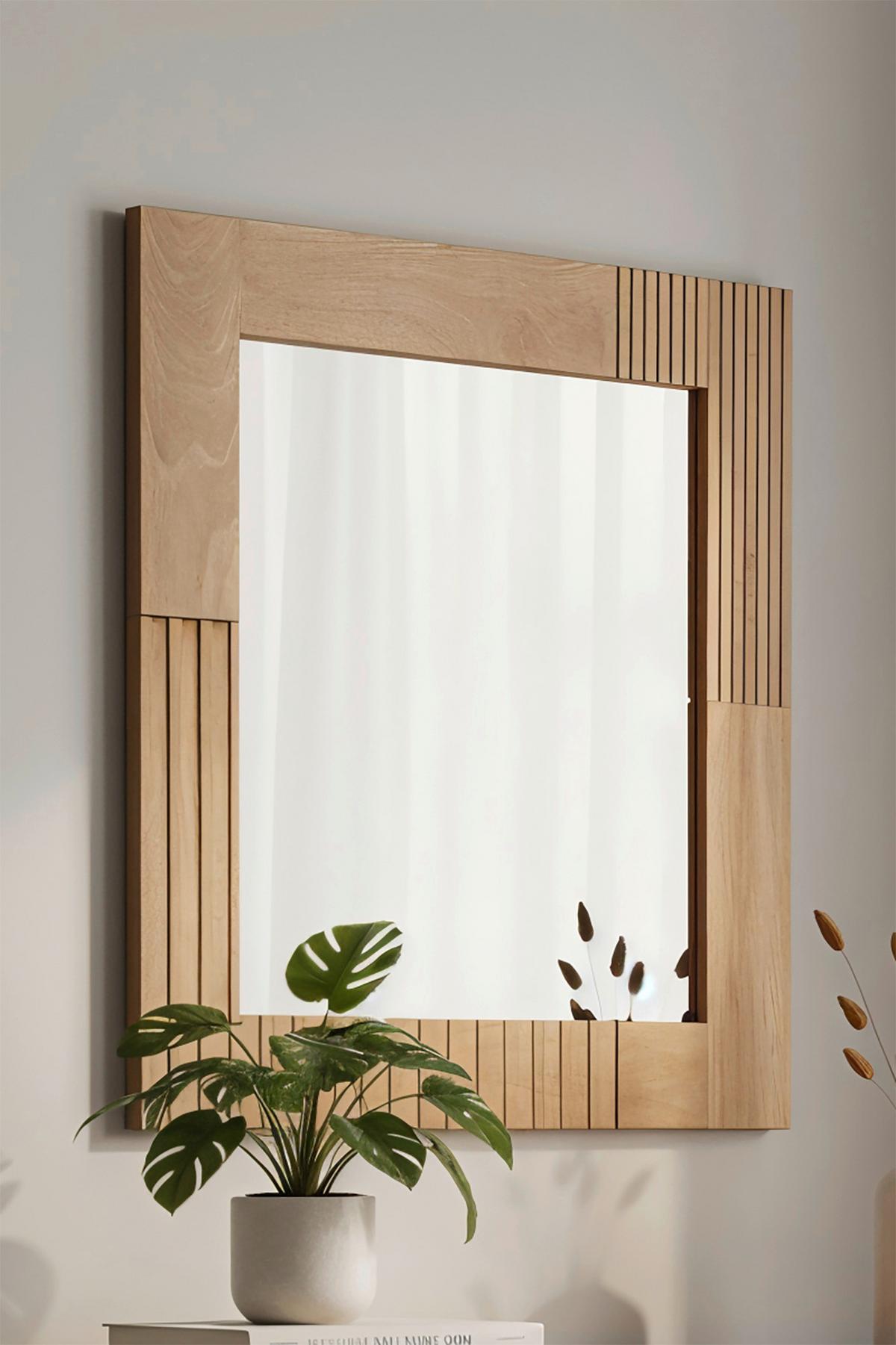 SPIEGEL Naturfarben B: 68cm - Naturfarben, Design, Glas/Holz (68/79/3cm) - MID.YOU