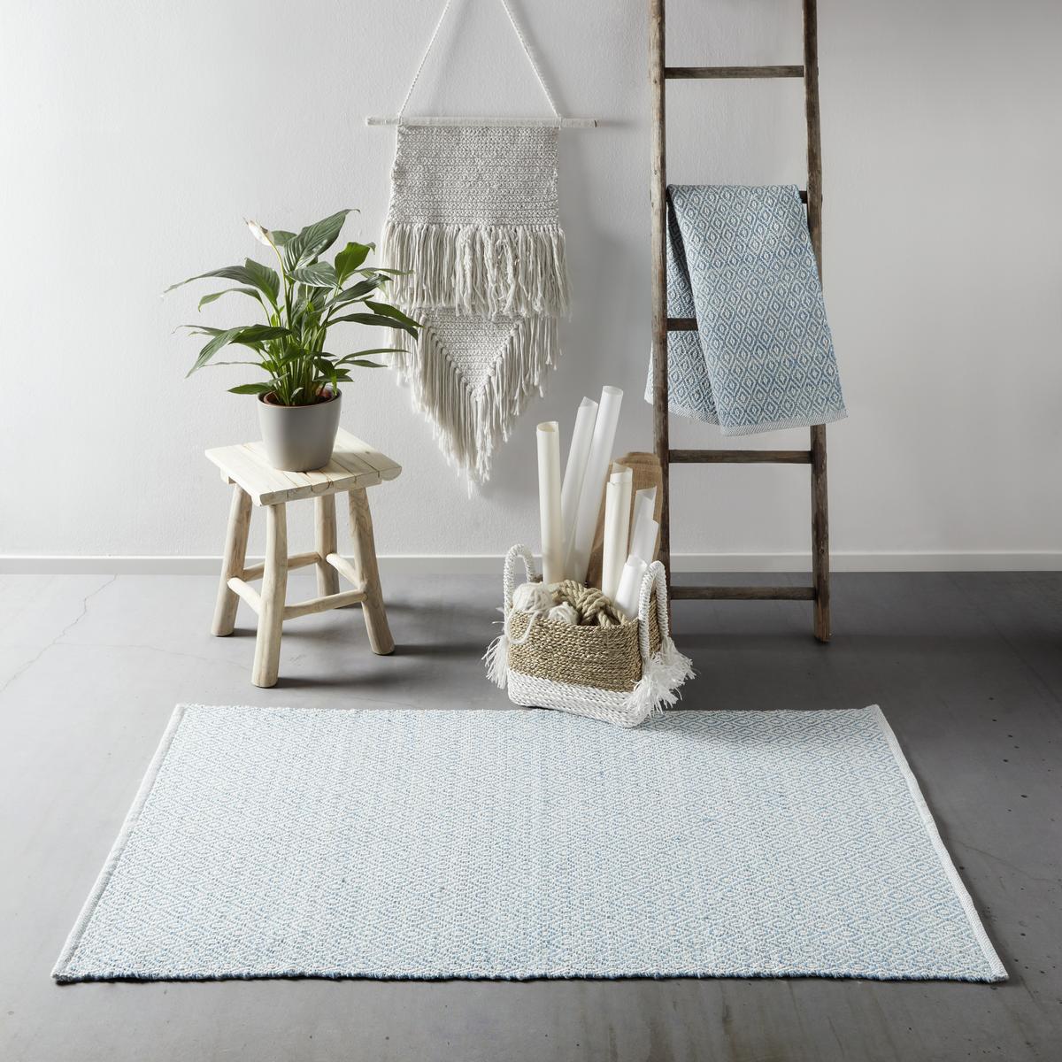 RUČNE TKANÝ KOBEREC Carola 1, 60/120cm, modrá - modrá, Basics, textil (60/120cm) - Modern Living