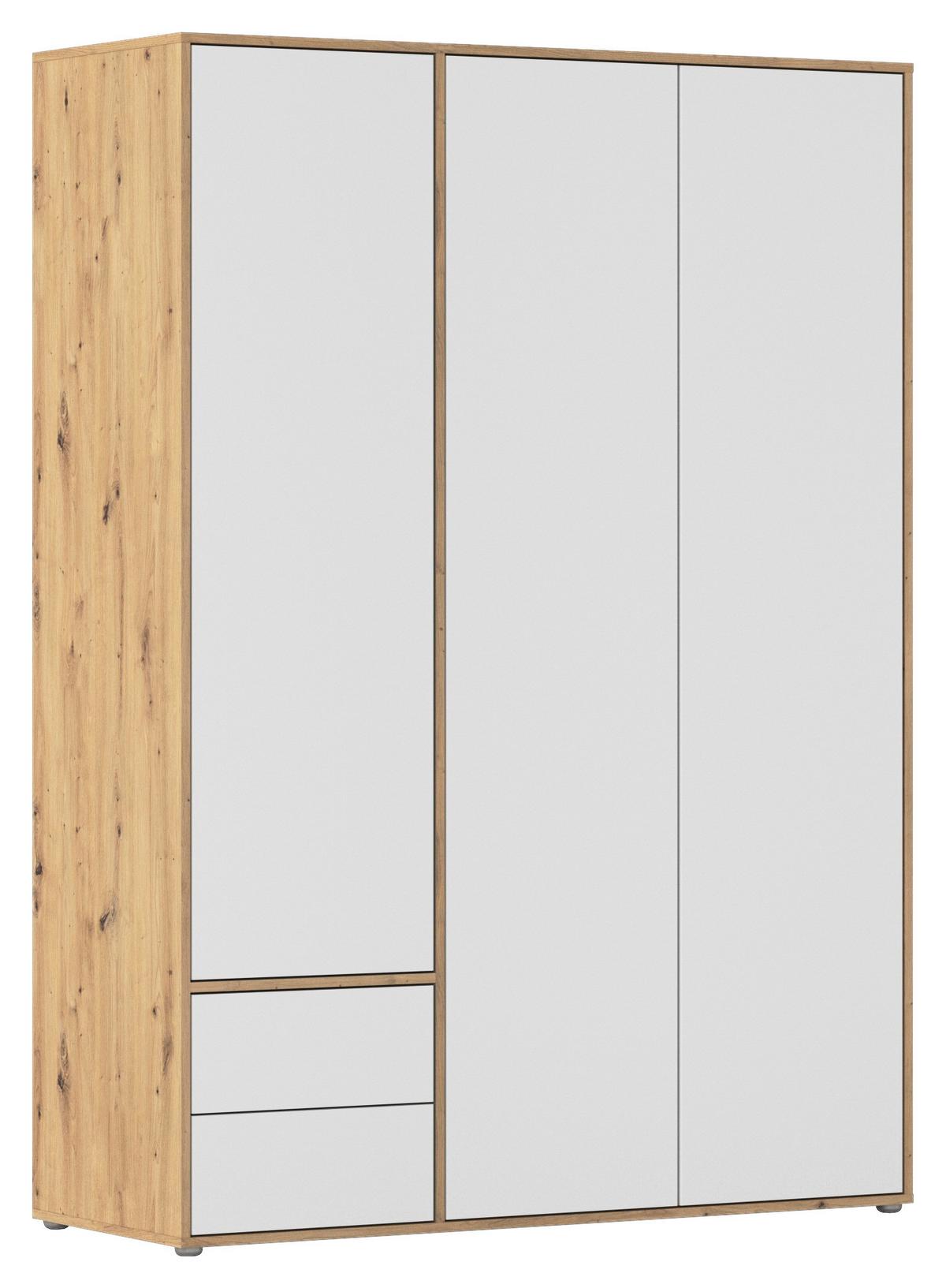 Drehtürenschrank Nabila Weiß Eiche Artisan Dek. - Weiß/Eiche Artisan, MODERN, Holzwerkstoff (140/194/53cm) - Rauch Möbel