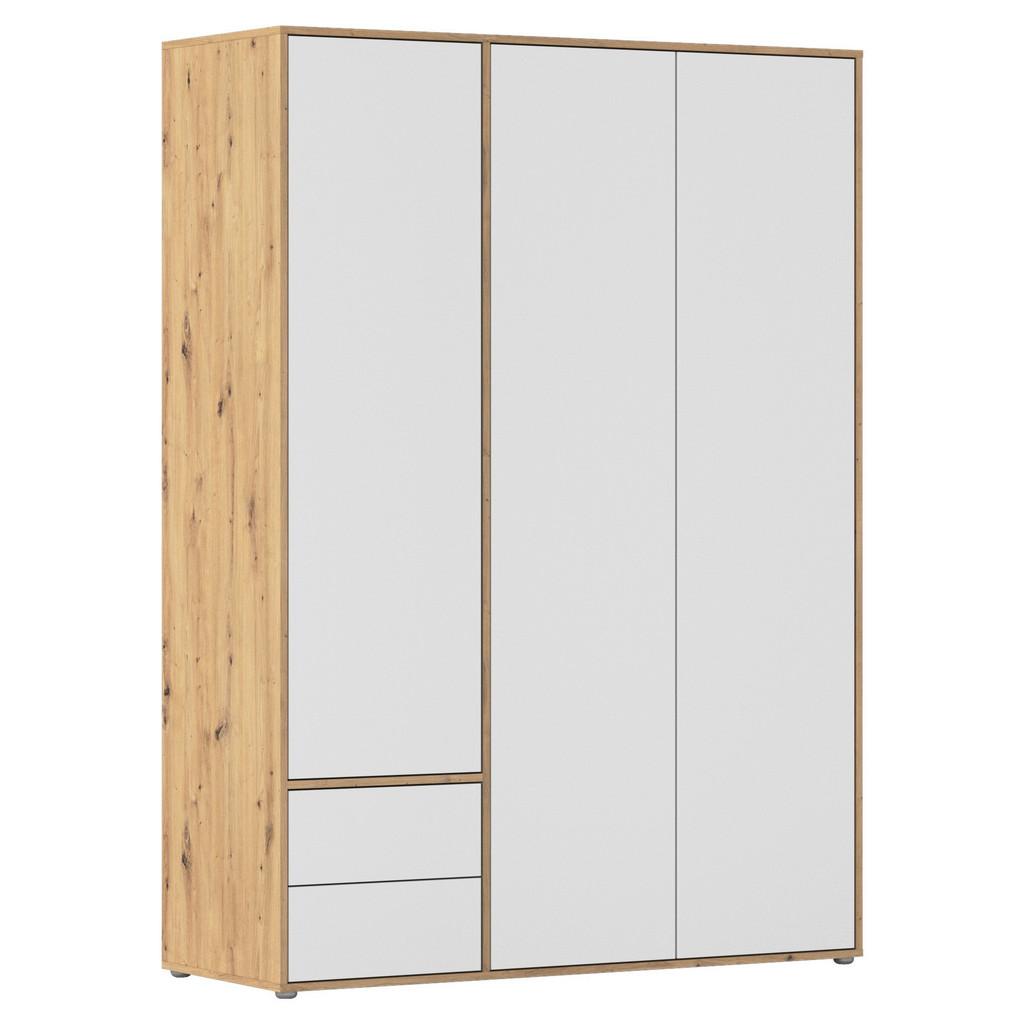 Drehtürenschrank Nabila Weiß Eiche Artisan Dek.