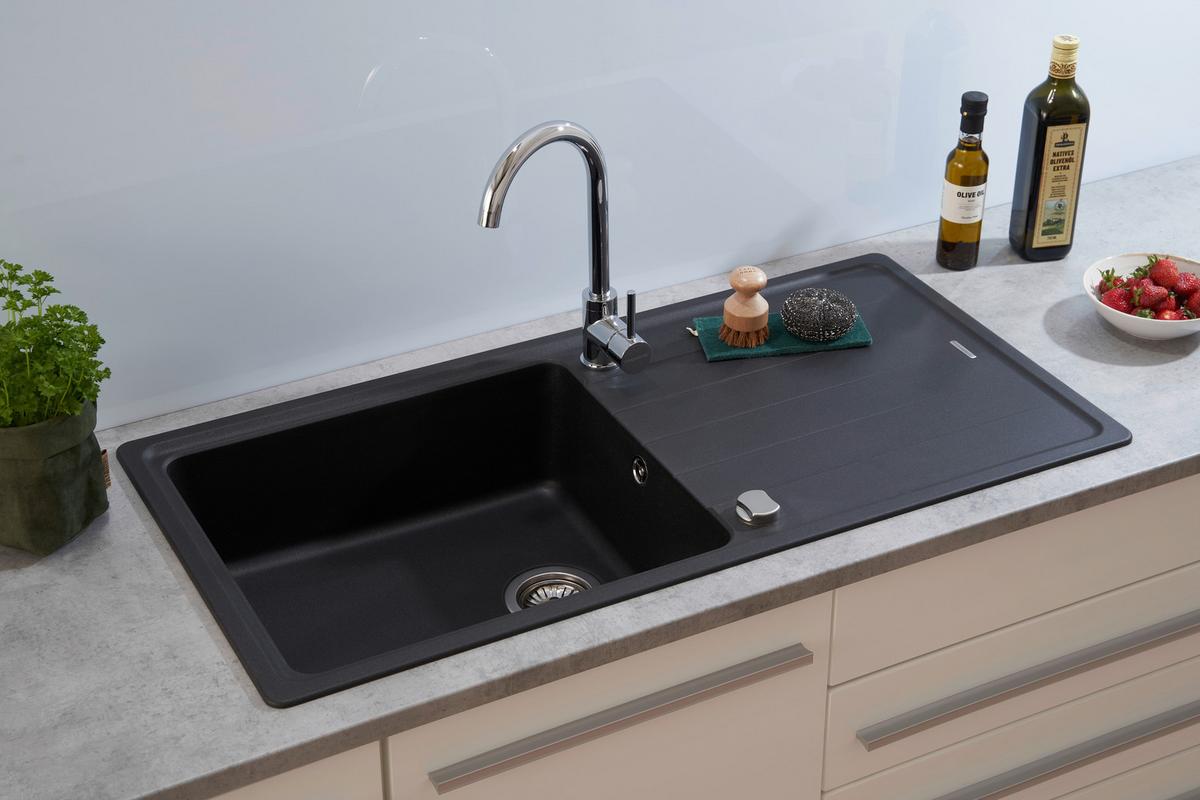Spüle Respekta Stein Bxt: 100x50 cm - Schwarz, Trend, Stein (100/18,5/50cm) - Respekta