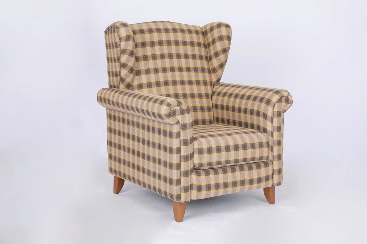 Polstersessel Loretta, braun kariert, ca. 86x81x105 cm - Basics (86/81cm)