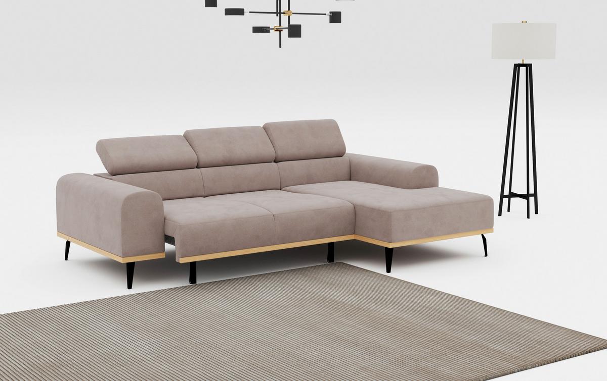 Ecksofa Sandfarben Mit Sitzvorzug S: 244x157 Cm - Sandfarben/Schwarz, KONVENTIONELL, Textil (244/157cm) - Cotta