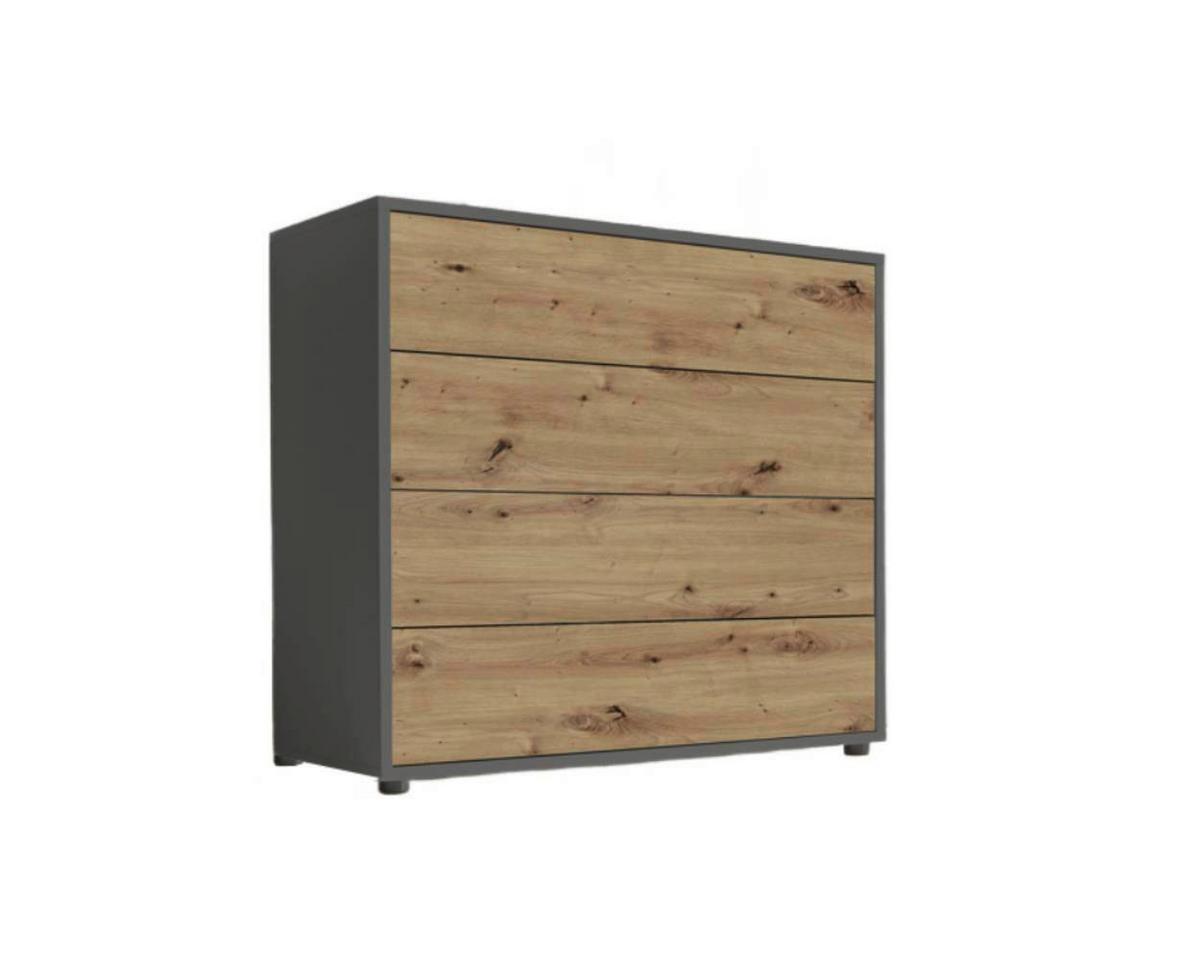 Sideboard Mailand Anthr./eiche Dekor B: 263,5cm - Anthrazit/Schwarz, MODERN, Holzwerkstoff (263,5/73/33cm) - MID.YOU