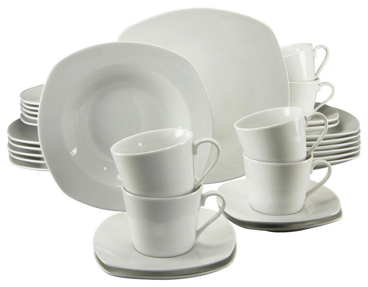 Kombinovaný servis Amelie biely, 30 dielny pre 6 osôb - biela, Basics, keramika (34,4/29,2/35cm)
