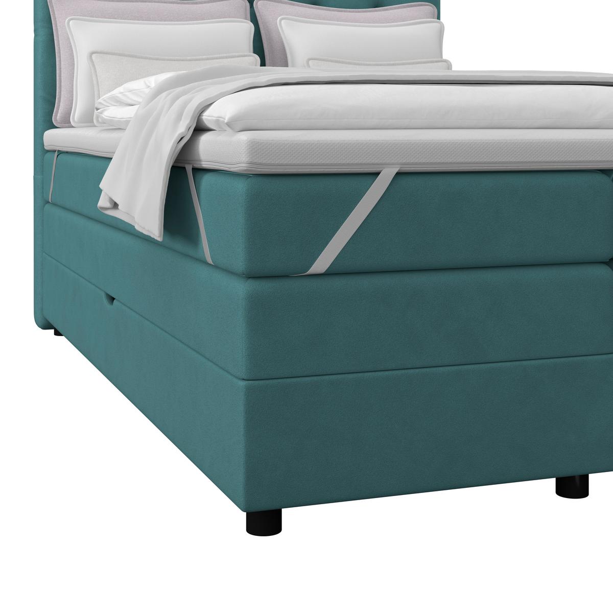 Boxspringbett Elio Petrol 140x200 Cm H3/h4 - Petrol/Schwarz, ROMANTIK / LANDHAUS, Textil (144/121/212cm) - James Wood