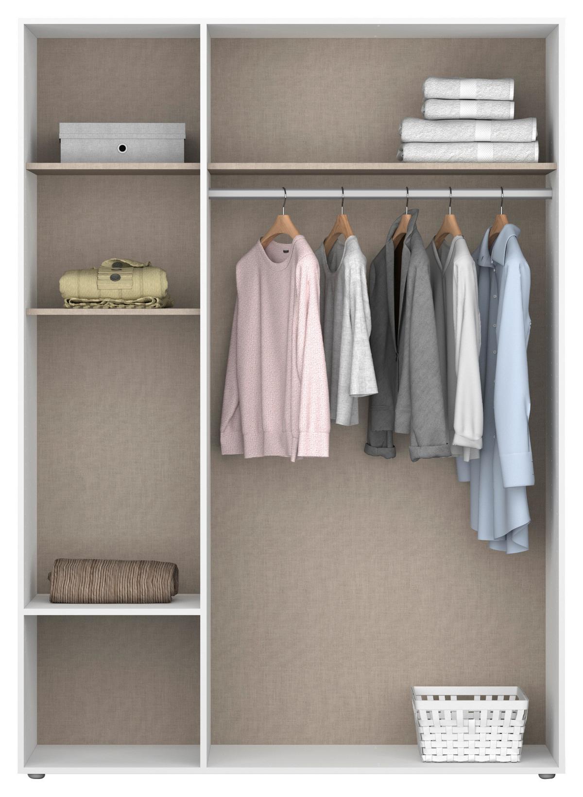 Drehtürenschrank Nabila Weiß Eiche Artisan Dek. - Weiß/Eiche Artisan, MODERN, Holzwerkstoff (140/194/53cm) - Rauch Möbel