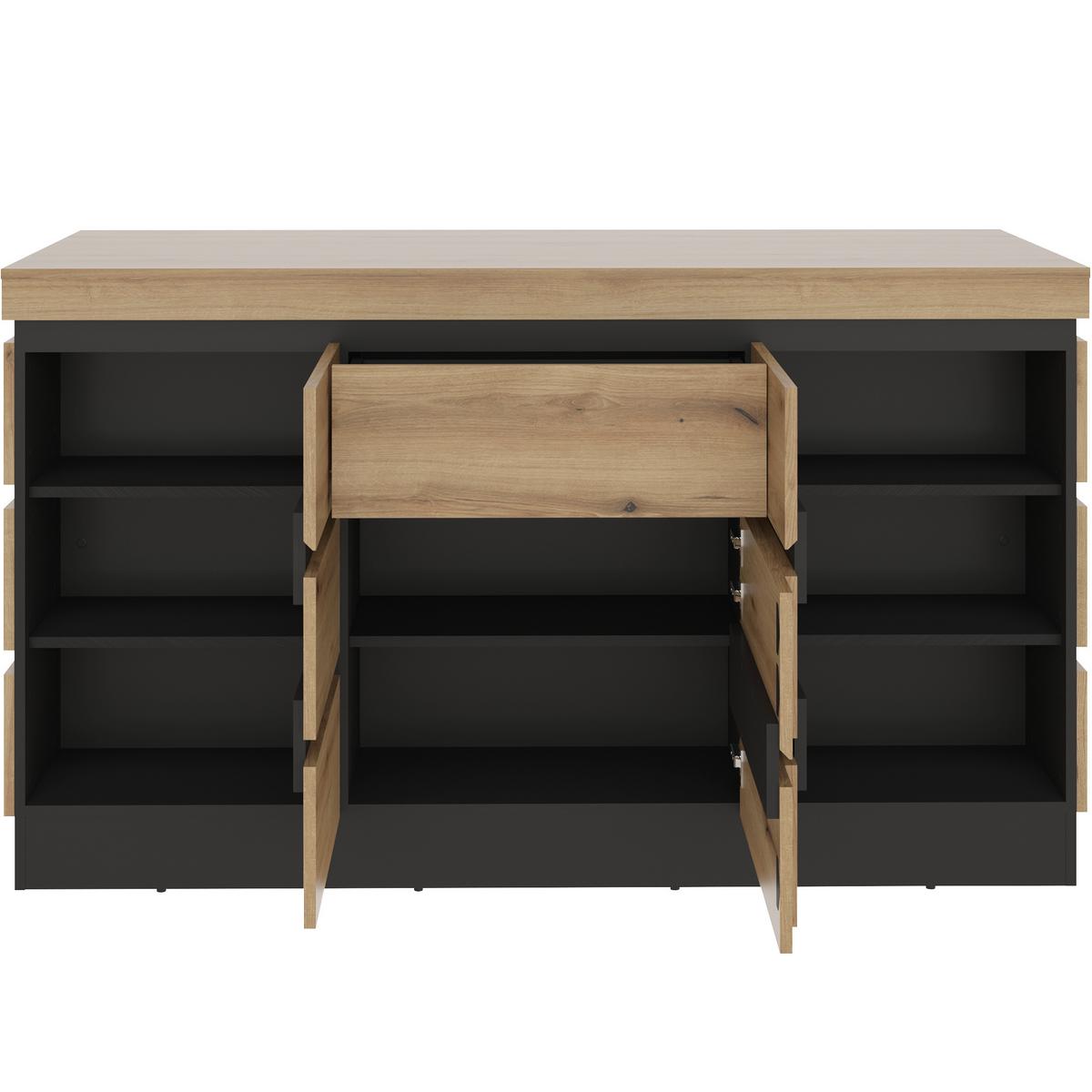 Bar Calabria Grau/Eiche Dekor B: 160,8 cm - Eichefarben/Grau, Trend, Holzwerkstoff (160,8/92,5/75,1cm)