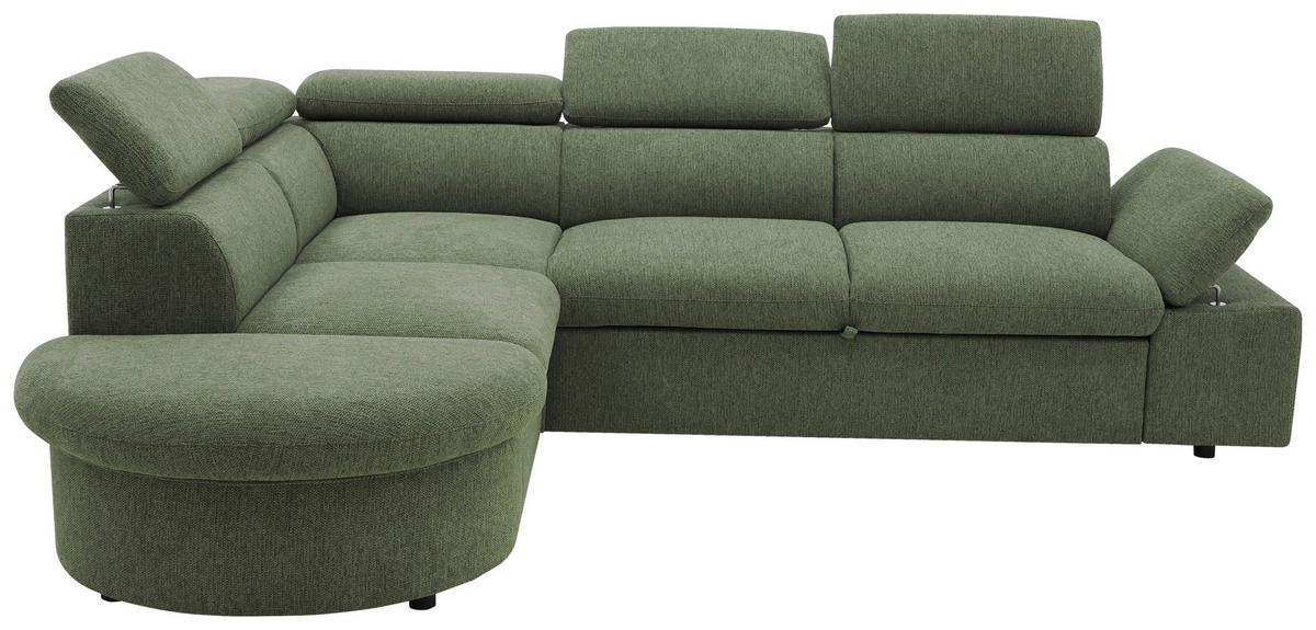 Ecksofa Firenze - Schwarz/Olivgrün, Basics, Textil (219/265cm) - MID.YOU