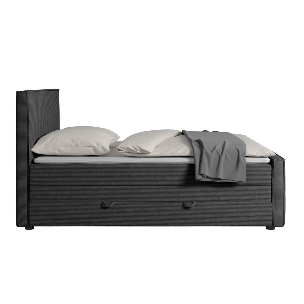 Boxspringbett Mit Bettkasten Algier 180x200 Cm Schwarz - Schwarz, MODERN, Karton/Holz (180/200cm) - MID.YOU
