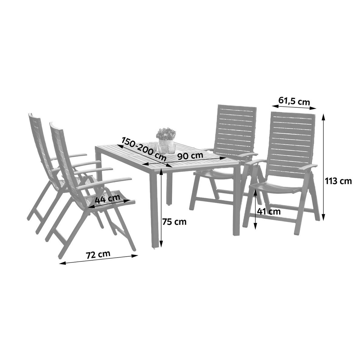 Gartenmöbel Set 5-Tlg Astros Aus Akazienholz/Metall - Graphitfarben/Naturfarben, MODERN, Holz/Metall - Gardenson