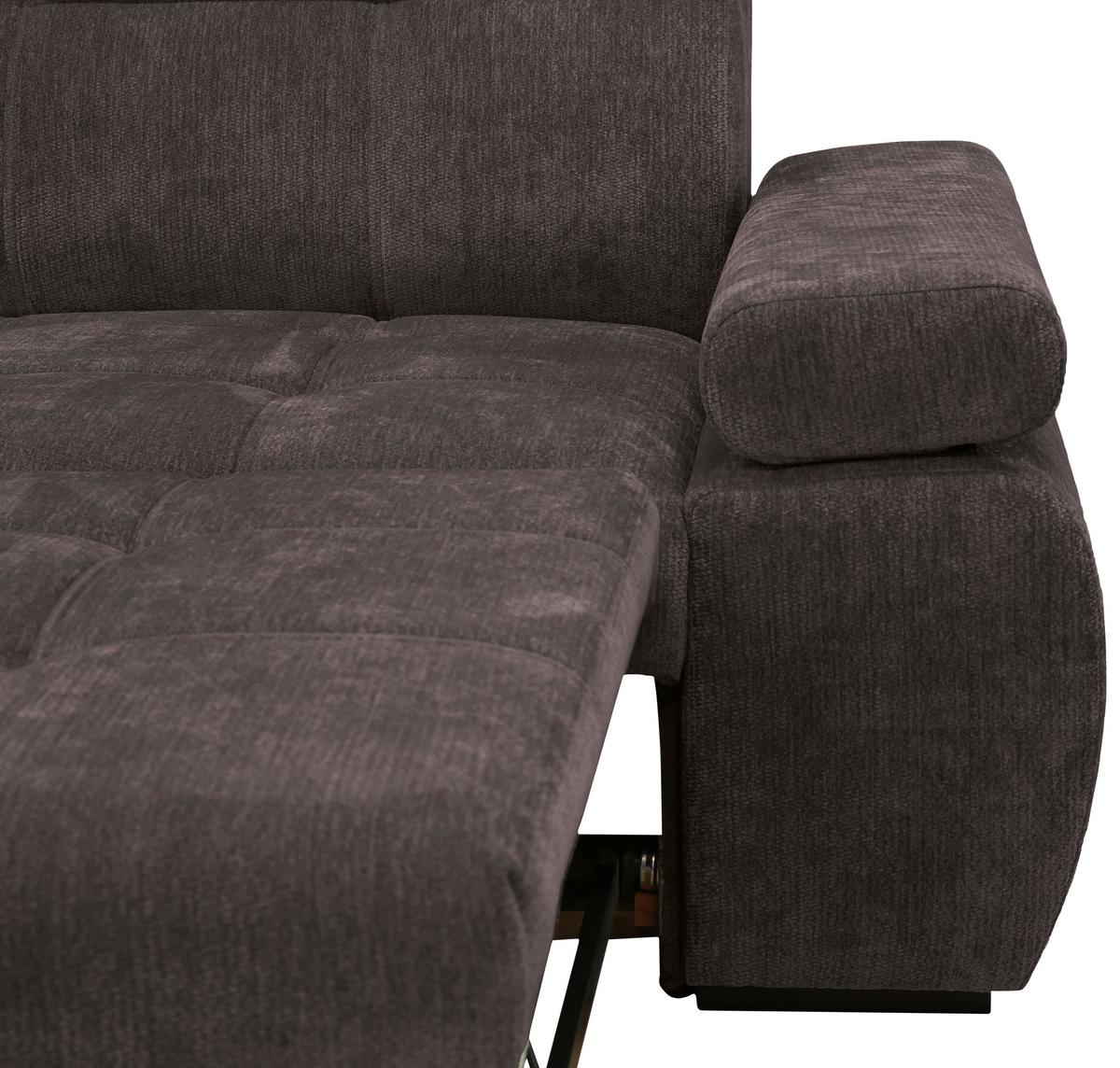 Rohová sedačka VEGAS, levá, tmavě hnědá žinylka - tmavě hnědá/černá, Design, dřevo/textil (173/294cm)