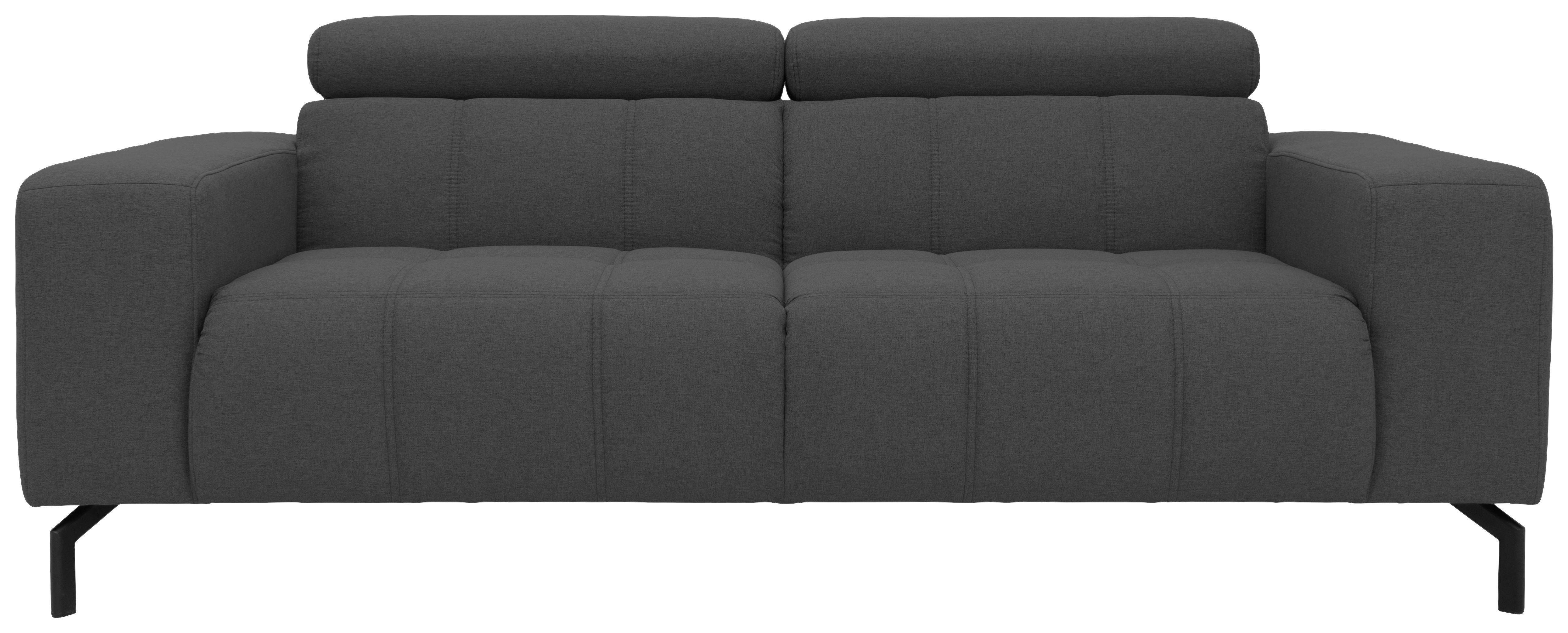 2-Sitzer-Sofa Kopfteil verstellbar Cunelli Grau - Schwarz/Grau, Design, Textil (208/79/104cm) - MID.YOU