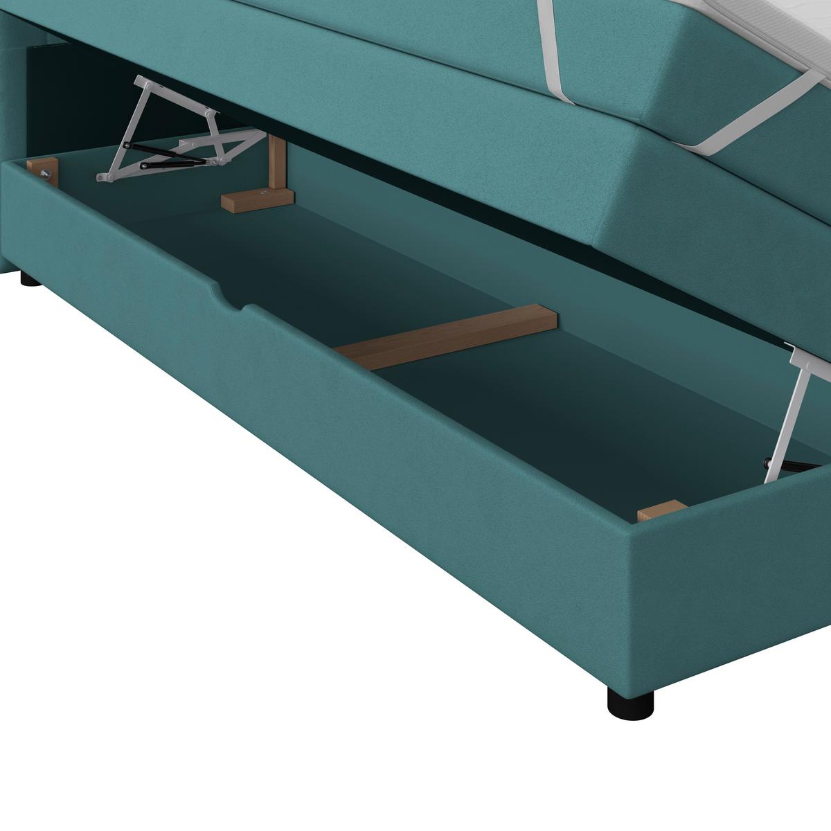 Boxspringbett Elio Petrol 140x200 Cm H3/h4 - Petrol/Schwarz, ROMANTIK / LANDHAUS, Textil (144/121/212cm) - James Wood