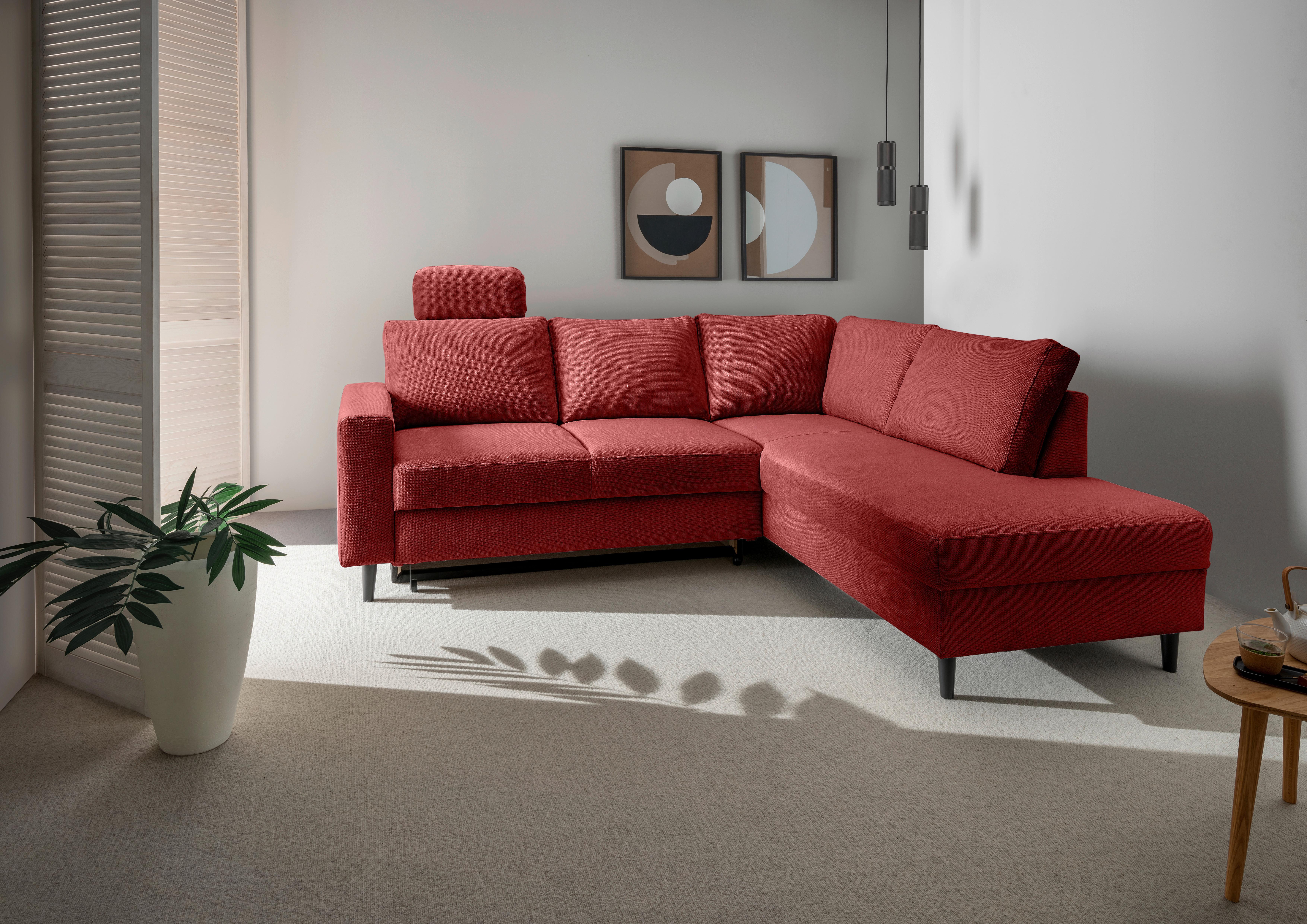 Eckschlafsofa Passione, Rot S: 242x200 Cm - Rot/Schwarz, MODERN, Textil (242/200cm) - Livetastic