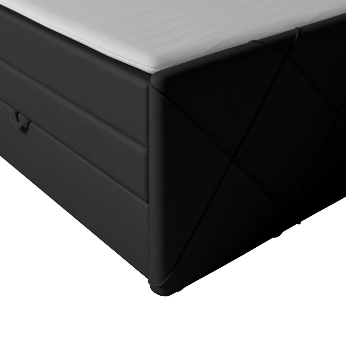 Boxspringbett mit Bettkasten Cordoba 180x200 cm Schwarz - Schwarz, MODERN, Holz/Textil (180/200cm) - MID.YOU